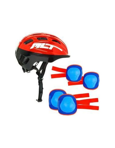 Set Casco + Protecciones Rojo