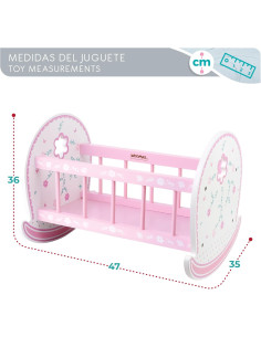 Cuna de Madera para muñecas, 47x35x36 cm 2