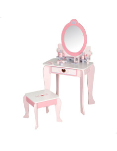 Tocador de Maquillaje para niñas con Taburete Madera y...