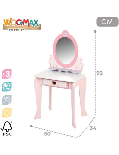 Tocador de Maquillaje para niñas con Taburete Madera y... 2