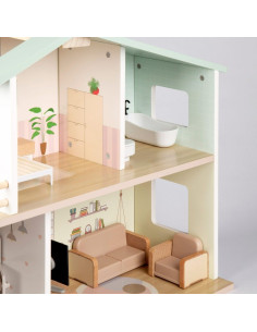 Casa De Muñecas Madera Con Muebles Y Accesorios 52x20x40 Cm 2