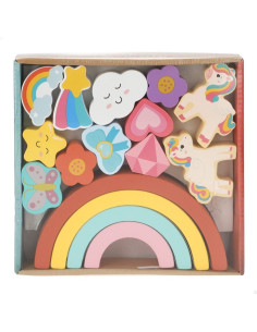 Set arcoiris madera con figuras +24m