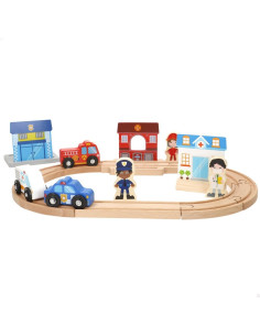 Circuito madera 6 vehiculos & señales +18m 