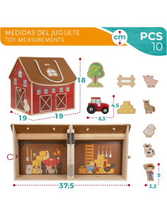Granja de animales de juguete de madera, 9 piezas 2