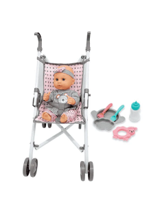 Bebé con Silla Plegable PequeBB – Muñeca con cochecito...
