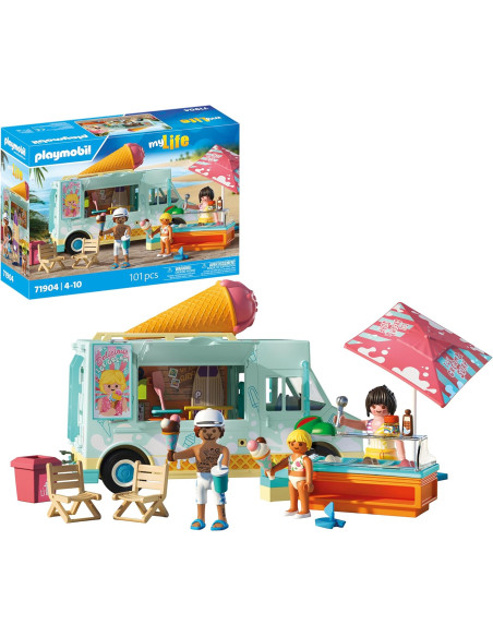 PLAYMOBIL 71904 | Vacaciones en la playa | Camioneta de Helados con Tienda de Surf 