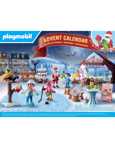 PLAYMOBIL Christmas 71472 Calendario de Adviento: Viaje al Mercado navideño, 24 sorpresas