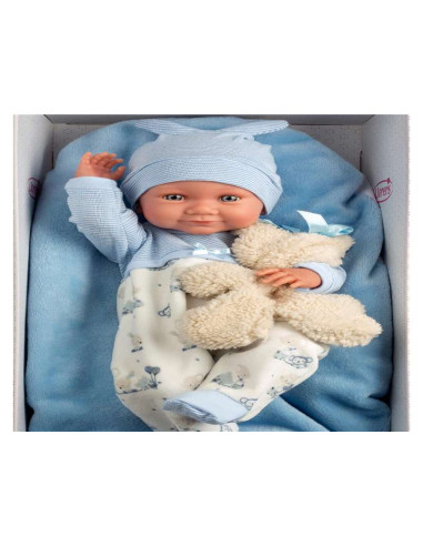 Nico Recien NacidoCojin Celeste Con Osito 40 cm