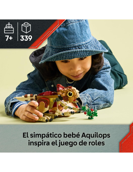 LEGO Jurassic World Dolores Bebé: Aquilops - Figura de Dinosaurio de Juguete con Planta y Flores