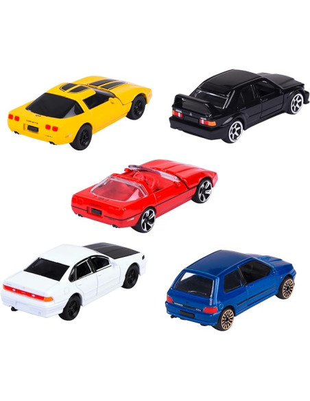 Pack de 5 Coches de Metal "Los Jóvenes ´90", Escala 1:64, 7,5cm