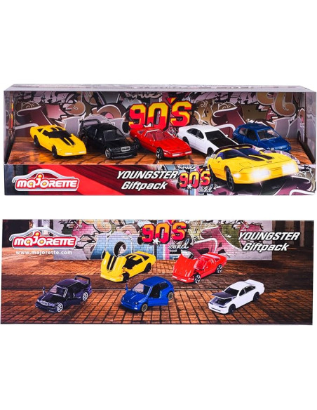 Pack de 5 Coches de Metal "Los Jóvenes ´90", Escala 1:64, 7,5cm
