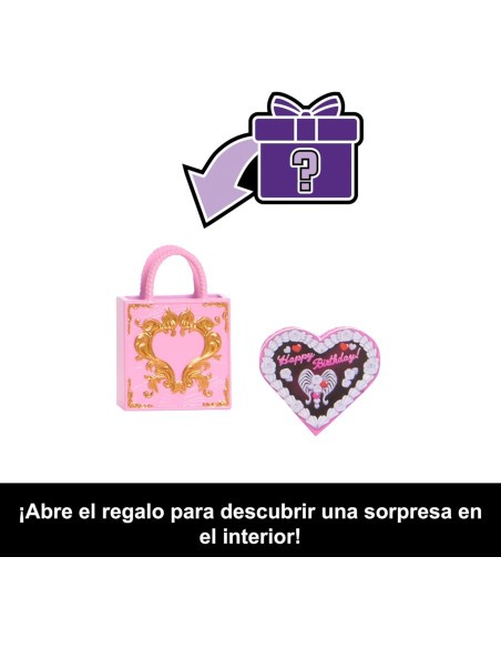 Monster High Cumplespantos Cupid Asteria Muñeca con vestido de fiesta rosa y rojo