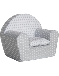 Sillon Estrellas Gris y Blanco con Cojin