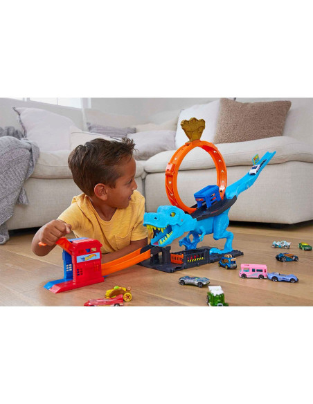 Hot Wheels City Desafío del T-Rex Pista para coches de juguete 4 años
