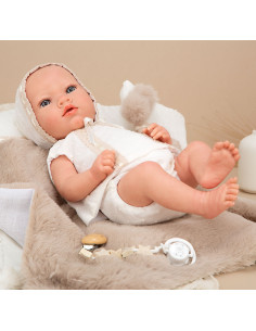 Bebé Reborn Jade marrón con manta 38 cm