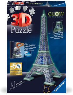Puzzle 3D: 50 Aniversario, Torre Eiffel, Brilla en la...