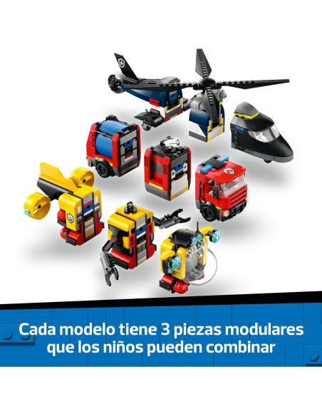 LEGO 60462 City 3 en 1 Remix: Helicóptero, Camión de Bomberos y Submarino