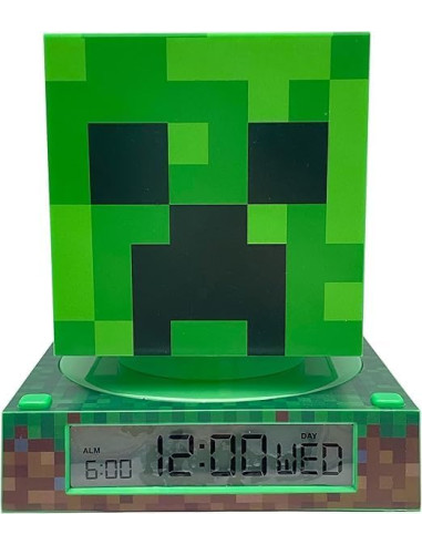 Minecraft Lámpara 3D con Despertador y Fecha