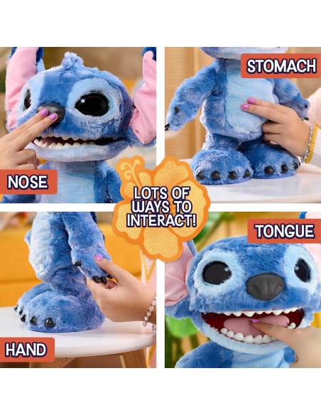 Peluche Interactivo Disney Ultimate Stitch, de 43 cm, más de 100 Sonidos y reacciones