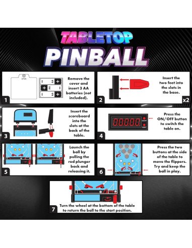 Juego de pinball de mesa con luces LED y...