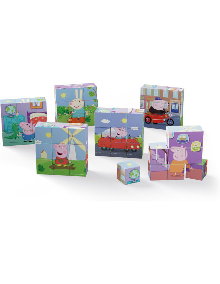 Peppa Pig - Rompecabezas de Madera 3X3 Peppa Pig - 6 Puzzles con Ilustraciones Diferentes