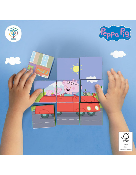 Peppa Pig - Rompecabezas de Madera 3X3 Peppa Pig - 6 Puzzles con Ilustraciones Diferentes