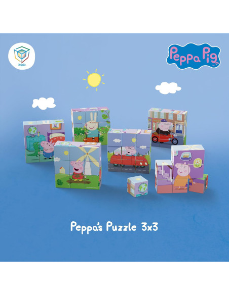 Peppa Pig - Rompecabezas de Madera 3X3 Peppa Pig - 6 Puzzles con Ilustraciones Diferentes