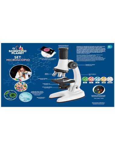 Set microscopio educativo 100x–600x–1200x con...