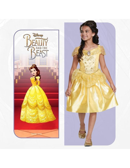 Disfraz Bella y Bestia Niña Clásico, Disfraz Princesa - talla 5 a 6
