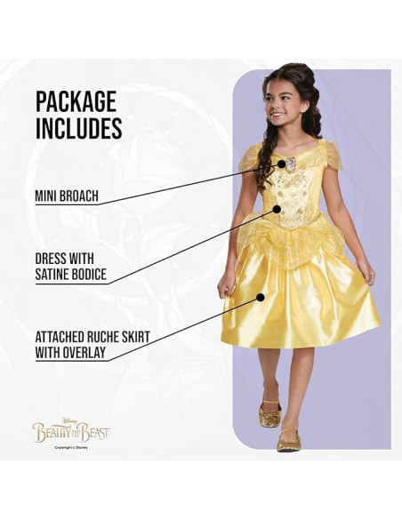 Disfraz Bella y Bestia Niña Clásico, Disfraz Princesa - talla 5 a 6
