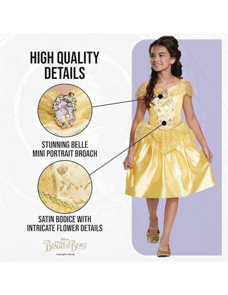 Disfraz Bella y Bestia Niña Clásico, Disfraz Princesa - talla 5 a 6