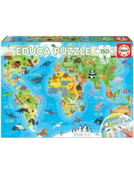 Puzzle Mapamundi Animales 150 Piezas