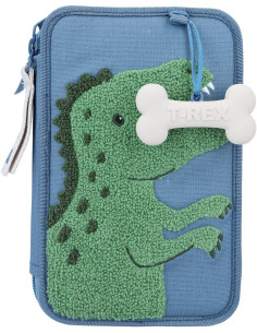 World Dino Mini-Estuche de 2 Compartimentos Azul, con...