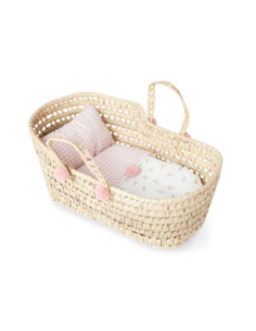 Capazo de Palma de flores y vichy (grande)