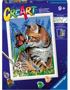 CreArt Serie D, Gatito y Mariposa, Pintura por Numeros,...