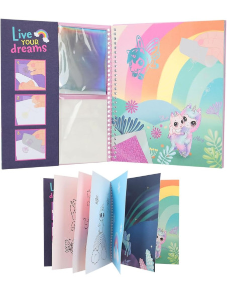 Ylvi - Libro para Colorear Stick & Shine, 24 páginas con Motivos de Unicornios y Criaturas mágicas