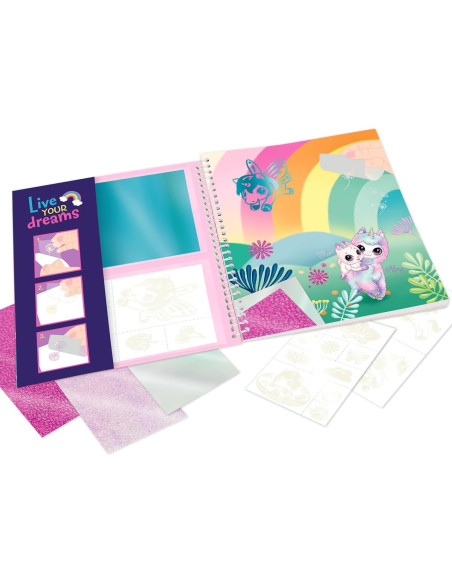 Ylvi - Libro para Colorear Stick & Shine, 24 páginas con Motivos de Unicornios y Criaturas mágicas