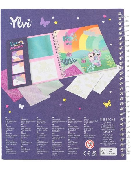 Ylvi - Libro para Colorear Stick & Shine, 24 páginas con Motivos de Unicornios y Criaturas mágicas