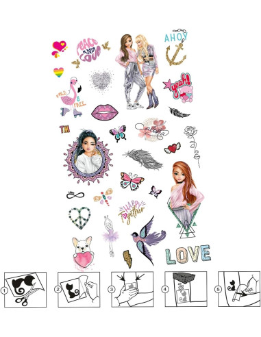 TOPModel-Set niños con 6 Hojas de Tatuajes...