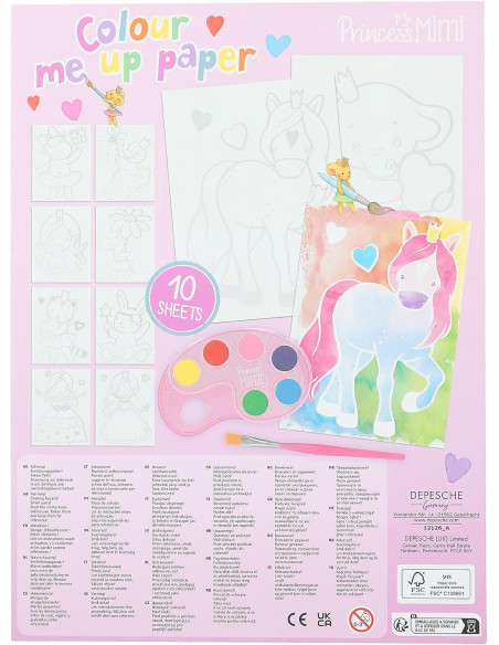 Princess Mimi - Colour me up Paper, papel de acuarela con 10 motivos