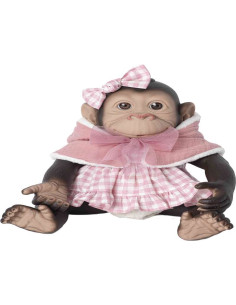 Mono Reborn Vestido Rosa cuadros y Capa 35 cm
