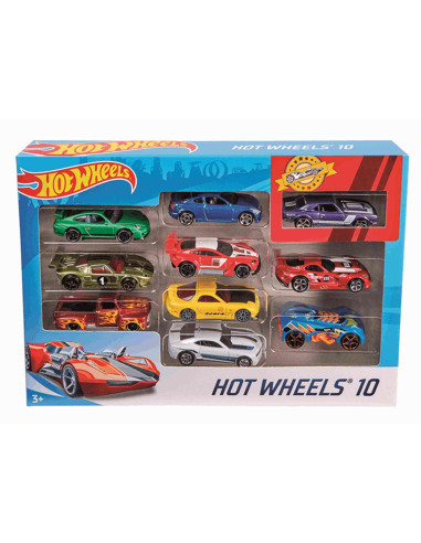 Hot Wheels Pack de 10 vehículos coches de juguete modelos surtidos 3 años