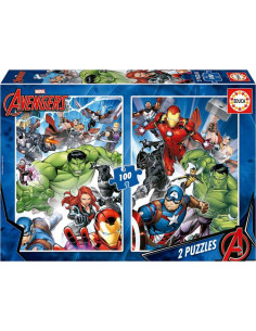 Puzzles de cartón con 2 de 100 Piezas | Avengers, Marvel.