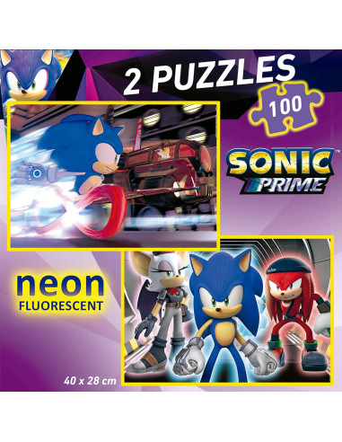 Sonic Prime Neon | Set de 2 Puzzles con 100...