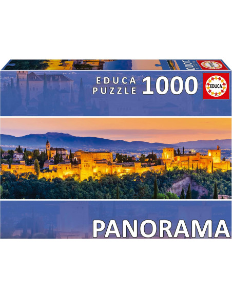 Puzzle de 1000 Piezas para Adultos Alhambra Granada en Formato panorámico