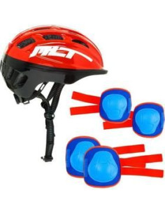 Set Casco + Protecciones Rojo