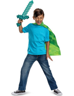 Minecraft - Espada diamante y capa verde 2