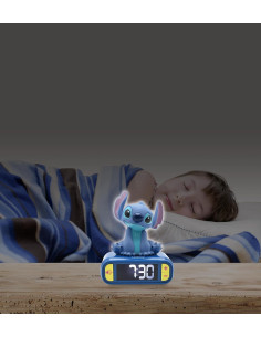 Despertador de Stitch Luz Nocturna, Sonidos y melodías,... 2