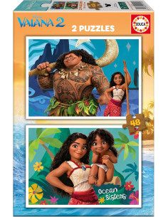 Puzzles 2 x 48 Piezas de Vaiana 2