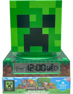 Minecraft Lámpara 3D con Despertador y Fecha